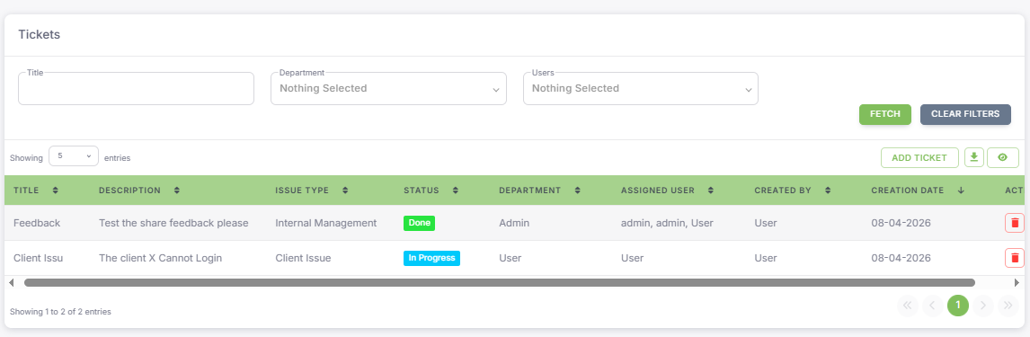 Ticketing System screenshot 1